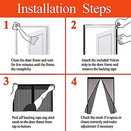 Mosquitera Puerta Magnetica 90x230cm(35x91inch) Cierre magnético Que se Cierra automáticamente Mosquitera Magnética Mantiene los Mosquitos de Insectos Fuera para Sala Puertas de Salón Terraza, Marrón