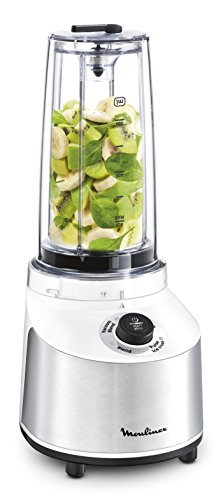 Moulinex LM180110 Batidora vaso personal con potencia 800 W, con sistema freshboost al vacío para evitar oxidación, con botella de 600 ml para llevar, con 4 funciones, piezas aptas para lavavajillas