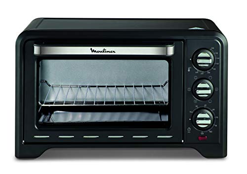 Moulinex Optimo OX444810 - Horno de Conveccción de 19 L, 6 Modos de Cocción , Termostato hasta 240 y Temporizador hasta 120 Minutos, Bandeja de Horneado y Rejillas Reversibles, Diseño Compacto