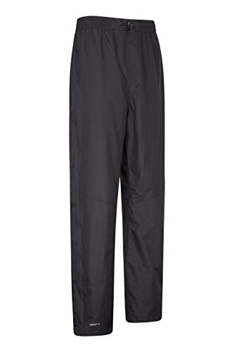 Mountain Warehouse Agrimensores Impermeables para Hombre - Pantalones de Breathable, Pantalones Grabados de Las Costuras, Acoplamiento Alineado Negro S