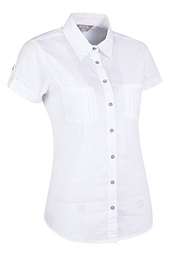 Mountain Warehouse Coconut Camisa de Las Mujeres Cortas de la Manga - 100% Tapa del Verano de Las señoras del algodón, Peso Ligero, Blusa de Breathable Blanco 36