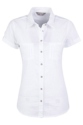 Mountain Warehouse Coconut Camisa de Las Mujeres Cortas de la Manga - 100% Tapa del Verano de Las señoras del algodón, Peso Ligero, Blusa de Breathable Blanco 36