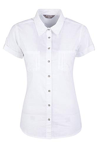 Mountain Warehouse Coconut Camisa de Las Mujeres Cortas de la Manga - 100% Tapa del Verano de Las señoras del algodón, Peso Ligero, Blusa de Breathable Blanco 36