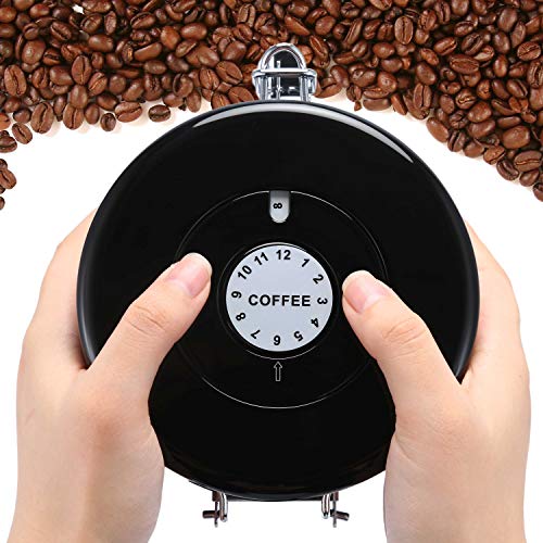 Movaty Bote para café con cuchara, Café hermética, contenedor de café de acero inoxidable, aroma lata, bote, vacío lata (Negro（21oz）)