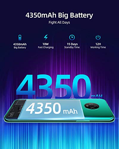 Moviles Libres, DOOGEE X95 Smartphone Libre 2020, 6.52 Pulgadas 19.5:9 HD+ Pantalla 4G Telefonos, 4350mAh, 13MP+2MP+2MP+5MP, Android 10.0 Smartphone, 16GB ROM,128GB SD, Dual SIM Face ID, Verde