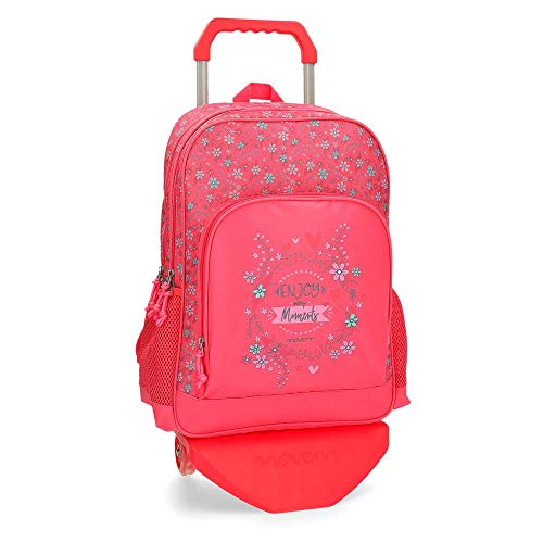 Movom Enjoy - Mochila doble compartimento con carro, 45 cm, Rosa