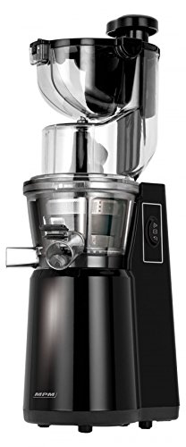 MPM MSO-16 Licuadora prensado en frío para Verduras y Frutas, Baja Velocidad 60RPM, Slow Juicer, 2 tamaños de Malla función inversa, 200W, 200 W, 1 Liter, Negro