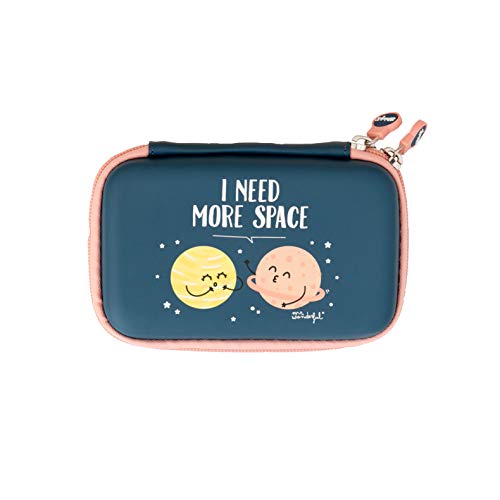 Mr. Wonderful WOA08978EN - Funda para Disco Duro, diseño I Need More Space, Color Azul y Rosa