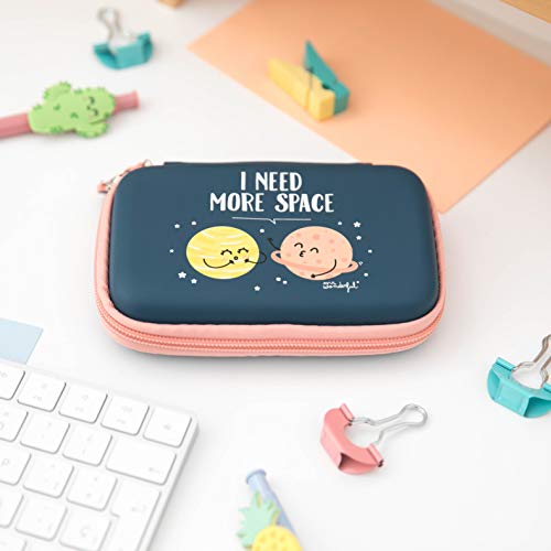 Mr. Wonderful WOA08978EN - Funda para Disco Duro, diseño I Need More Space, Color Azul y Rosa