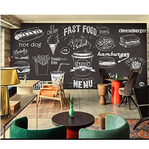 Mrlwy Fondo De Pantalla Dibujado A Mano Pizarra Postre Gourmet Comida Rápida Cafetería Restaurante Fondo Pared Fondos De Pantalla 3D-200X140CM