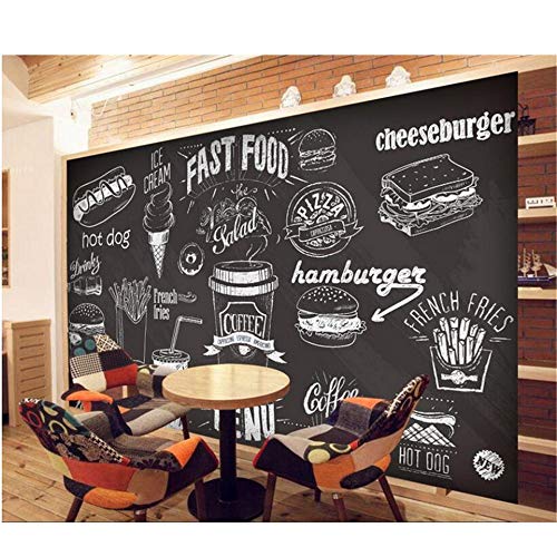 Mrlwy Fondo De Pantalla Dibujado A Mano Pizarra Postre Gourmet Comida Rápida Cafetería Restaurante Fondo Pared Fondos De Pantalla 3D-200X140CM