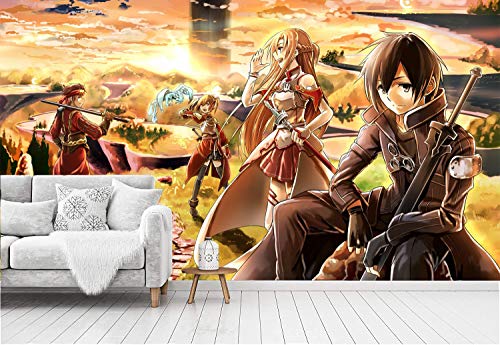 MSBXBB Mural Tela No Tejidamurales De Pared Para Papel Tapiz Fotográfico Sala De Estar Bar Decoración Papeles Pintados Papel Tapiz Seda Sword Art Online,YELLOW B,280cm(W) x 180cm(H)