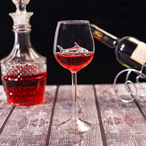 MSZQ - Copas de vino tinto con interior de tiburón de cristal transparente sin plomo para el hogar, bar o fiesta, vidrio cristal, 4 piezas