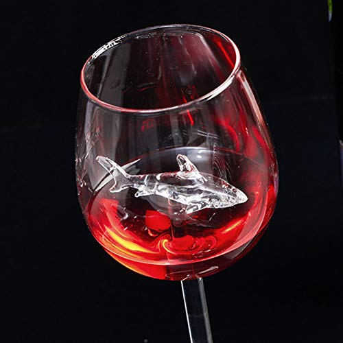 MSZQ - Copas de vino tinto con interior de tiburón de cristal transparente sin plomo para el hogar, bar o fiesta, vidrio cristal, 4 piezas