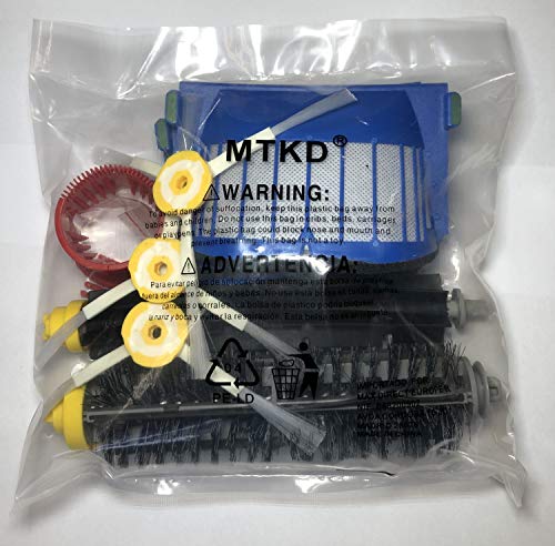 MTKD® Kit Cepillos Repuestos Compatible con iRobot Roomba Serie 600 - Kit de 10 Piezas Accesorios(Cepillos Lateral, Filtros, Cepillo de Cerda y etc..) para Aspirador Robot.