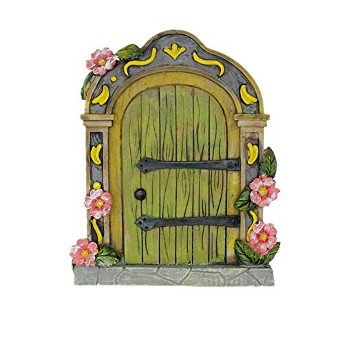 Muammax Puerta de jardín de hadas Puerta miniatura para accesorios de jardín de hadas Gnomo, decoración del hogar puertas de hadas (verde)