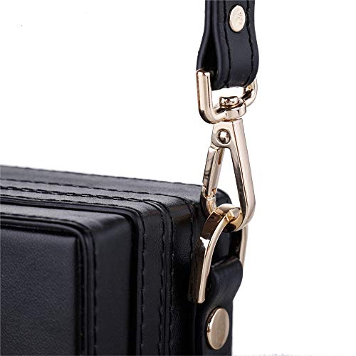 Muate Cajas De Joyas Correa Ajustable Negra Para Mujer Debe Baratija Bolsa De Cuero Estuche De Viaje Pu Joyería Caja De Almacenamiento Teléfono Celular Bolso De Embrague