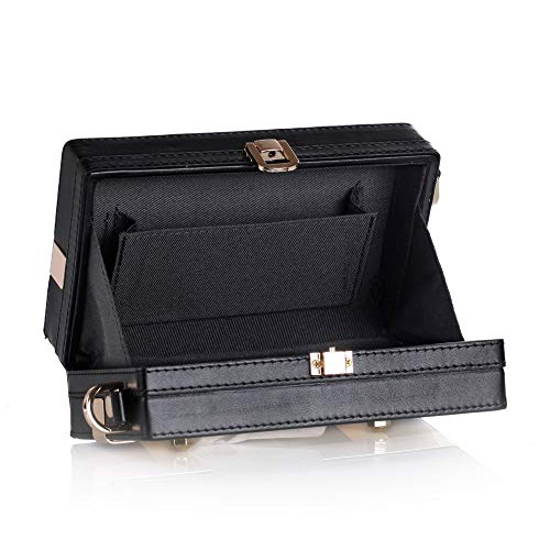 Muate Cajas De Joyas Correa Ajustable Negra Para Mujer Debe Baratija Bolsa De Cuero Estuche De Viaje Pu Joyería Caja De Almacenamiento Teléfono Celular Bolso De Embrague