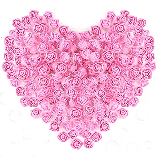 MUCHEN SHOP Mini Rosas Flores Ramos,144 Pack Ramo de Flores de Espuma Pequeñas Rosas Artificiales Lindas para Manualidades Decoración de Boda Fiesta Navidad Bricolaje Rosa 2.5CM