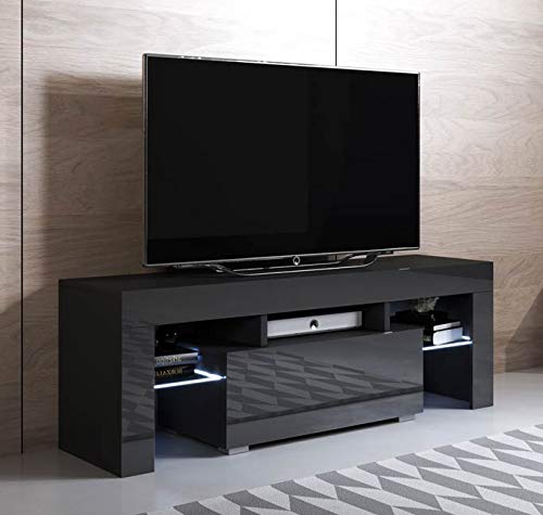 muebles bonitos – Mueble TV Modelo Elio (130x45cm) Color Negro con LED RGB