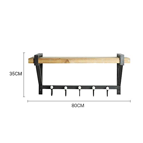 MultifuncióN Estante Almacenamiento Baldas Estante de montaje en pared de madera maciza de hierro forjado Perchero Creativo Sala de estar Cocina Dormitorio Partición Colgante de pared Estante de almac