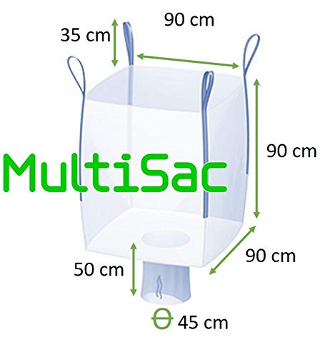 MULTISAC Big Bag (FIBC) 90x90x90 cm 1000 Kg con válvula de descarga. (1)