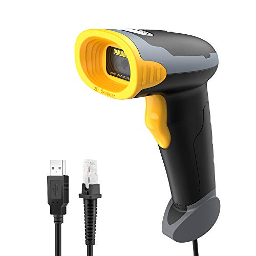 MUNBYN 2D / QR Lector de Código de Barras USB, POS Pistola de Adquisición Global Barcode Scanner con Ventana de Escaneo hasta 35 °, Multi Idioma para Windows/Mac/Linux