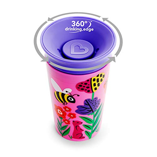 Munchkin Miracle 360° Wildlove - Vaso Antiderrames , Abeja/Lémur, 266 ml, 2 uds