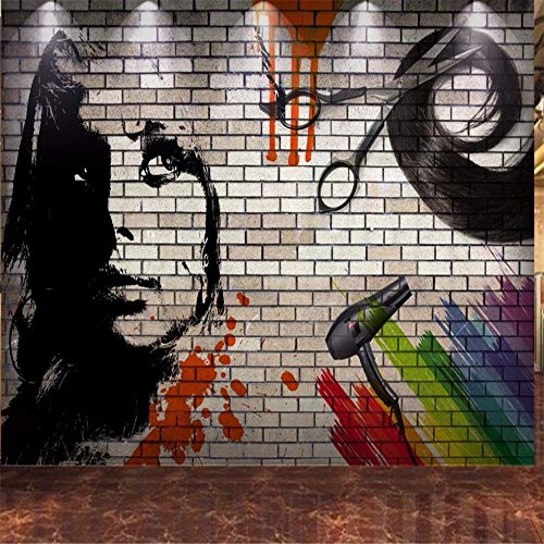 Mural Papel Pintado  Etiqueta De La Pared Envío Gratis Papel Tapiz De Ladrillo Personalizado Pared 3D Pintado A Mano Peluquería Peluquería Telón De Fondo Pared Papel Pintado Moderno, 200 * 140 Cm