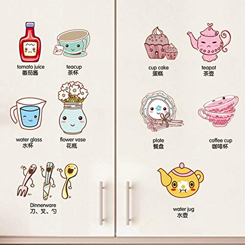 Mural ZOZOSO Creativo De Dibujos Animados Cocina Puerta Del Gabinete Pegatinas Decorativas Refrigerador Pegatinas Fruta Personalidad Restaurante Pegatinas De Pared