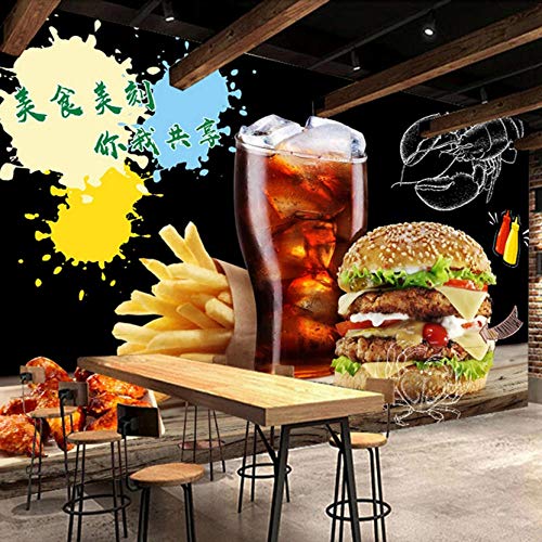 Murales de pared 3D Papel fotográfico personalizado Papel de pared autoadhesivo Restaurante Cafe Burger Shop Decoración de pared Cartel Decoración de pared mural