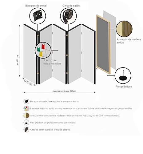 murando Biombo con Tablero de Corcho 225x172 cm de Impresion Bilateral en el Lienzo de TNT de Calidad Decoracion Foto Biombo de Madera con Imagen Impresa Home Office f-B-0009-z-c