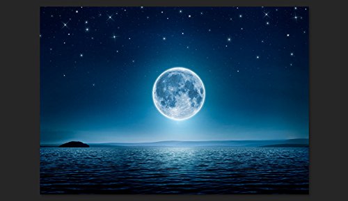 murando Fotomurales 400x280 cm XXL Papel pintado tejido no tejido Decoración de Pared decorativos Murales moderna de Diseno Fotográfico Moon mar noche cielo estrella luna c-A-0036-a-a