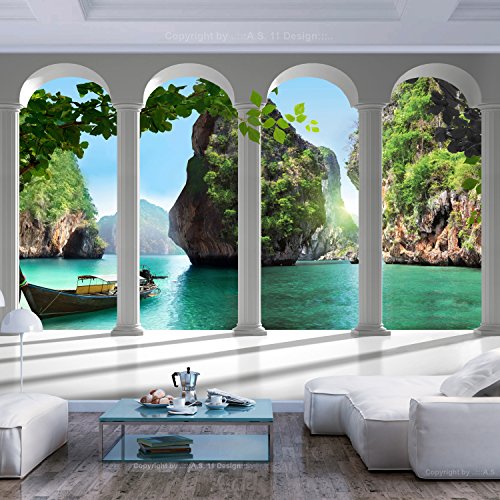 murando Fotomurales autoadhesivo 343x256 cm XXL Papel pintado tejido no tejido Decoración de Pared decorativos Murales moderna de Diseno Fotográfico Playa Naturaleza Paisaje Mar 10110903-13