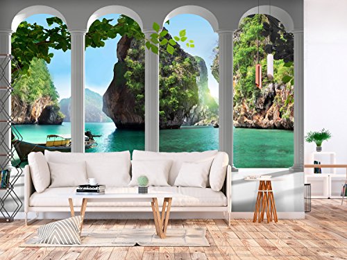 murando Fotomurales autoadhesivo 343x256 cm XXL Papel pintado tejido no tejido Decoración de Pared decorativos Murales moderna de Diseno Fotográfico Playa Naturaleza Paisaje Mar 10110903-13