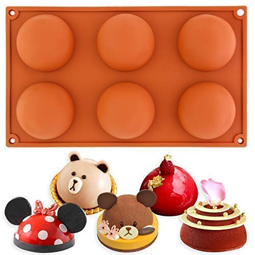 musykrafties Medio Círculo Mousse Pastel Molde de Silicona Bombe Teacake Bandeja Hornear Surtido Talla - Al Azar Color, Large 6 Cavity