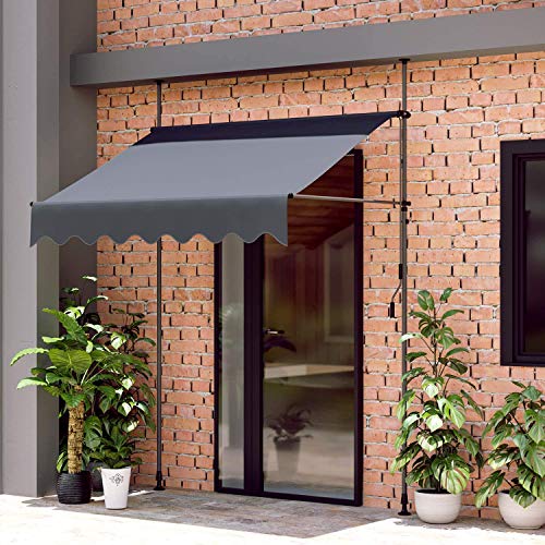 MVPower Toldo Articulado con Armazón, Terraza Balcón Toldo Extensible, Resistente a Los Rayos UV,200 x 120 cm, Gris