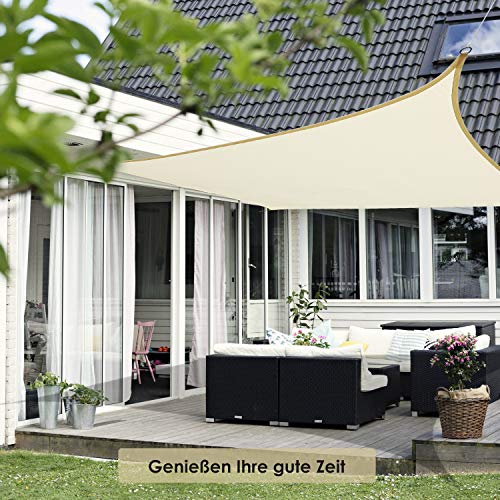 MVPower Velas de Sombra para Patio, Vela de Sombra Rectangular 2 x 4m, Poliéster Toldo Resistente y Transpirable, con 4X Cuerdas de Fijación, para Jardín, Patio, Exteriores, Color Blanco