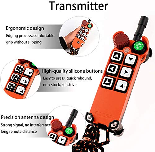 MXBAOHENG F21-E1 Mando para Grua 24V Control Remoto Industrial Mando para Polipasto Mando a Distancia de Grúa Control Remoto de Grúa Inalámbrico 1 Transmisor y 1 Receptor