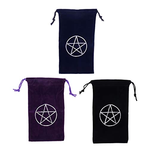 MYA - Bolsa de tarot con cordón para bolsa de almacenamiento de tarjetas de juego de tartas de terciopelo y pentagrama, velur, negro, 19cm/7.48" × 11cm/4.33"