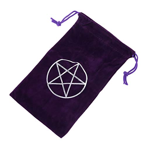 MYA - Bolsa de tarot con cordón para bolsa de almacenamiento de tarjetas de juego de tartas de terciopelo y pentagrama, velur, negro, 19cm/7.48" × 11cm/4.33"