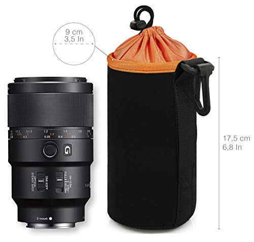 MyGadget Funda para Objetivos de Fotografia - Bolsa Protectora de Neopreno - Lens Case para Lentes Camara Reflex/Canon/Nikon/Pentax/Sony - Tamaño L