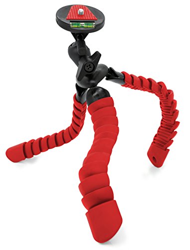 MyGadget Mini Trípode Flexible para Cámara Reflex - Soporte Portatíl Pulpo con Liberación Rápida de Placa - Montaje Universal 360° Pequeño - Rojo