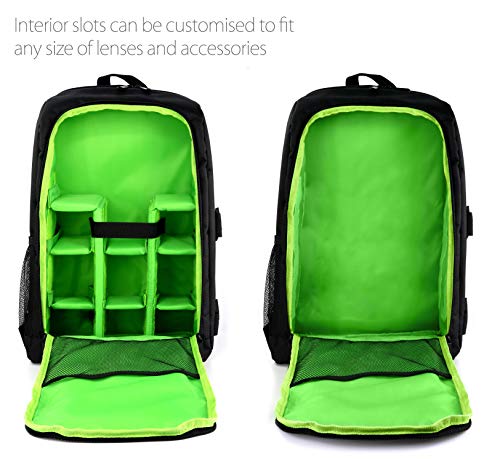 MyGadget Mochila para Camara Fotografica, Objetivos y Laptop Portatil de 15" - Camera Bag Impermeable para Reflex, DSLR, Mirrorless - Verde