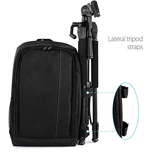 MyGadget Mochila para Camara Fotografica, Objetivos y Laptop Portatil de 15" - Camera Bag Impermeable para Reflex, DSLR, Mirrorless - Verde