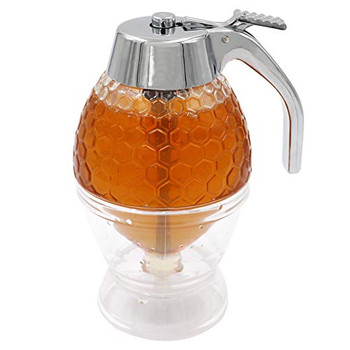 M.Z.A Dispensador de miel jarabe de jugo de miel, botella de 200 ml, recipiente de almacenamiento con soporte para gatillo, herramienta para hornear, sin goteo