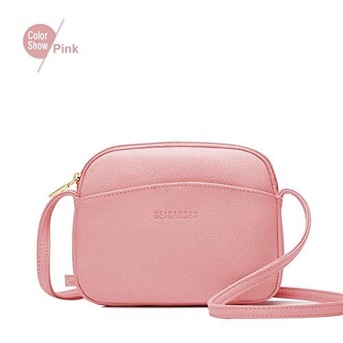 N / A Bolsos Cruzados Calientes para Mujeres Mini Bolso de Mensajero Casual de Color Caramelo para niñas Bolsos de Cuero con Solapa 20.5 * 16 * 8 cm