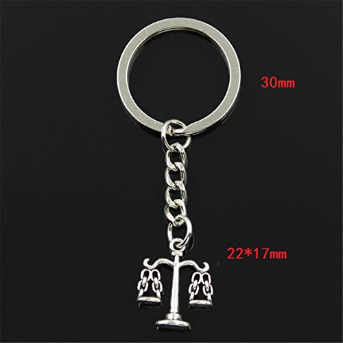 N/ A SGDONG Moda Hombre 30mm Llavero DIY Metal Titular Cadena Libra balanza de la Justicia 22x17mm Plata Color Colgante Regalo