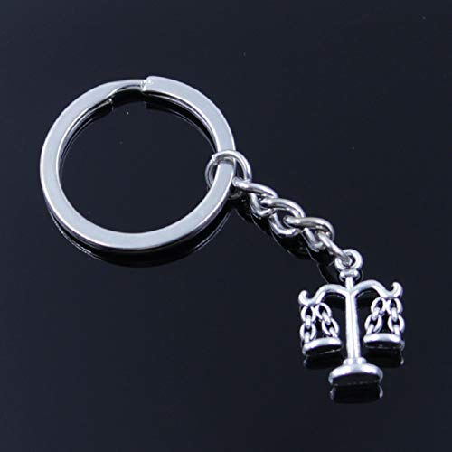 N/ A SGDONG Moda Hombre 30mm Llavero DIY Metal Titular Cadena Libra balanza de la Justicia 22x17mm Plata Color Colgante Regalo