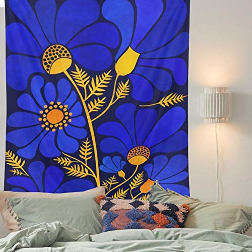 N / A Tapiz de Mandala Indio Tapiz Floral para Colgar en la Pared Hippie Bohemio mantón Azul Estera de Yoga Gran Flor Margarita Alfombra de Pared decoración de Fondo Tapiz de Tela A8 220x235cm